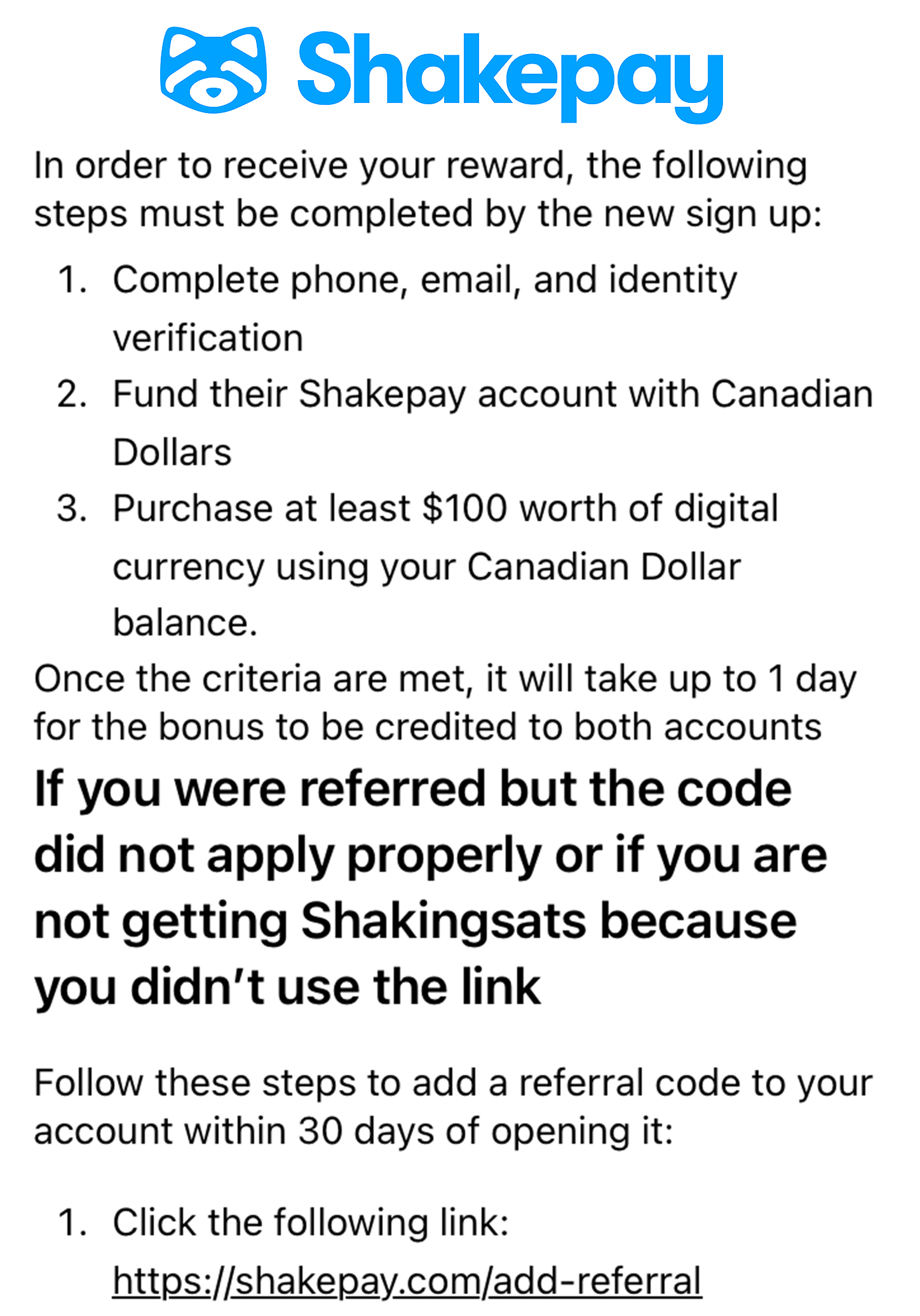 shakepay how to add referral